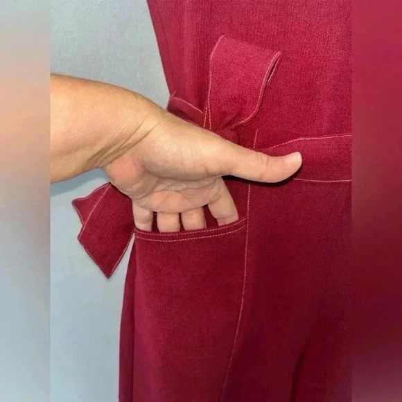 Anthropologie Greylin Jumpsuit Colleen Contrast Stitch belted sleeveless - Picture 6 of 13